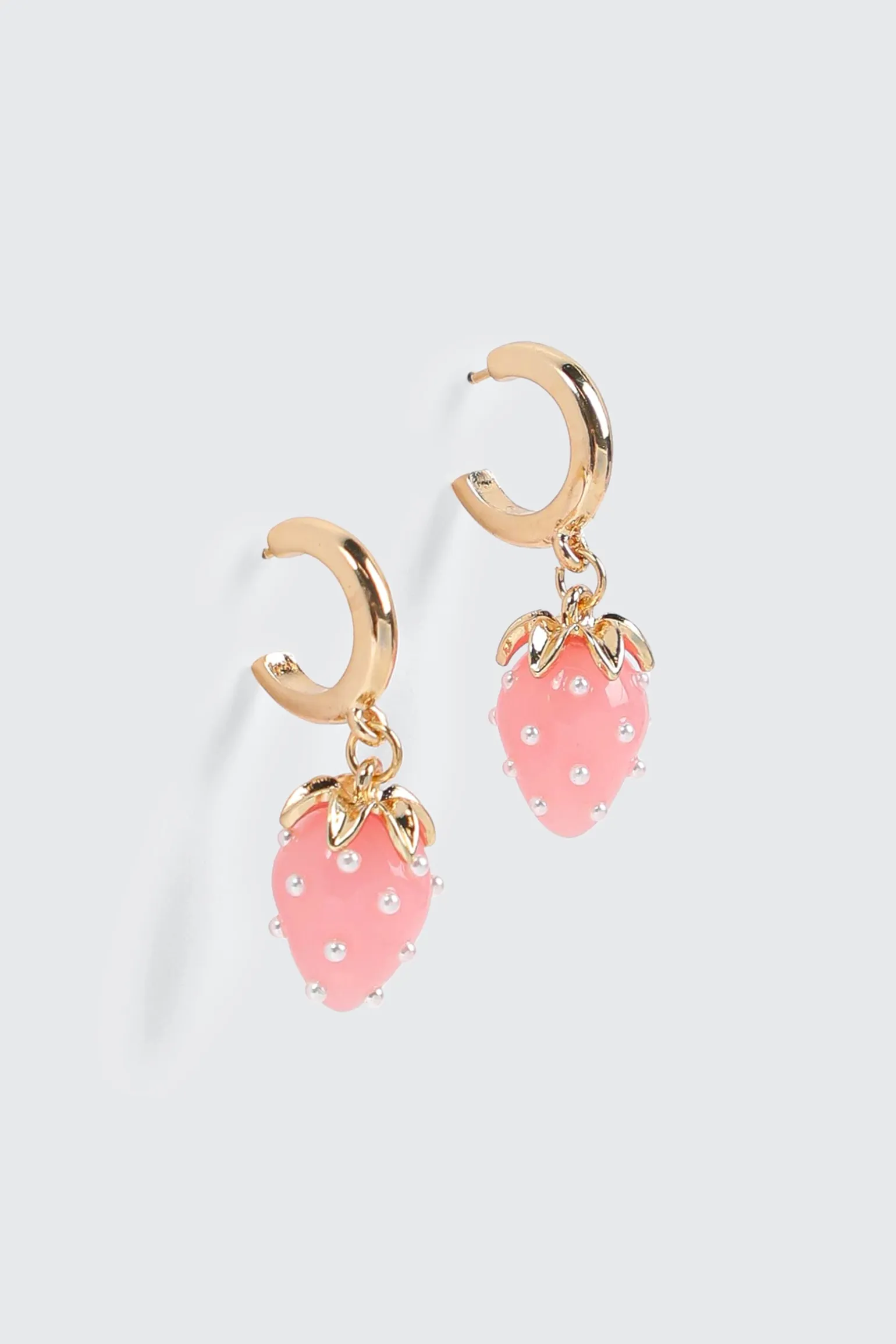 Strawberry Pearl Hoop Earrings