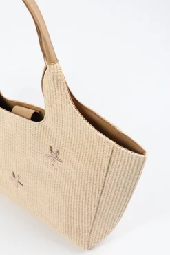 Straw Tote Bag with Starfish Details