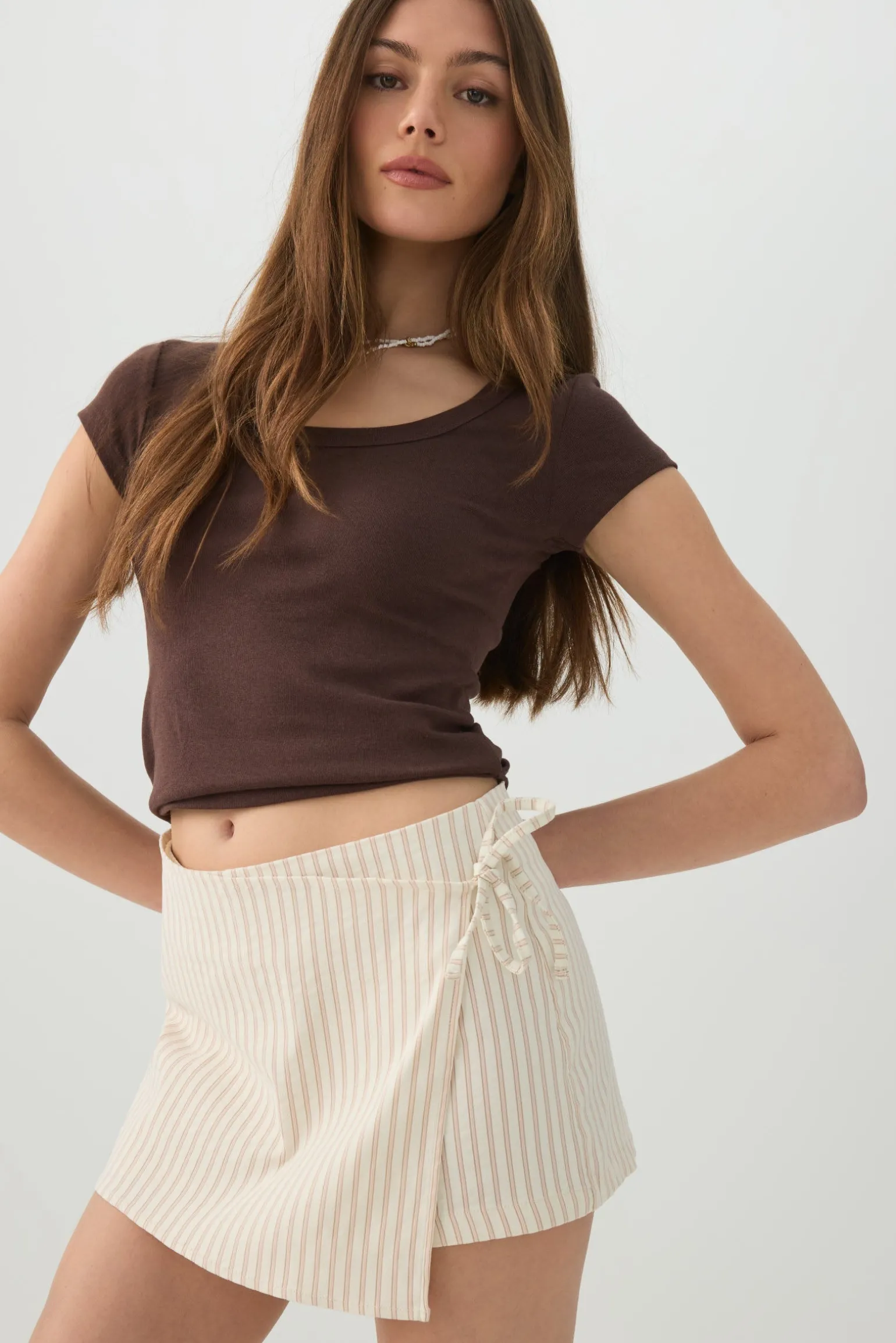 Striped Bengaline Wrap Skort