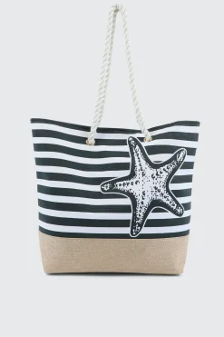 Striped Canvas Tote Bag