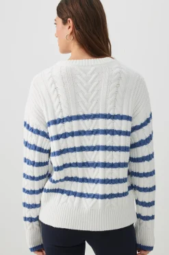 Striped Long Cable Knit Sweater
