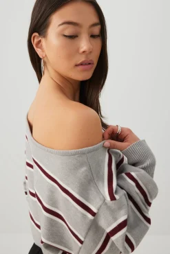 Striped Off Shoulder Sweater