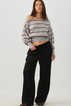 Striped Off Shoulder Sweater