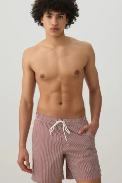 Striped Print Swim Trunks