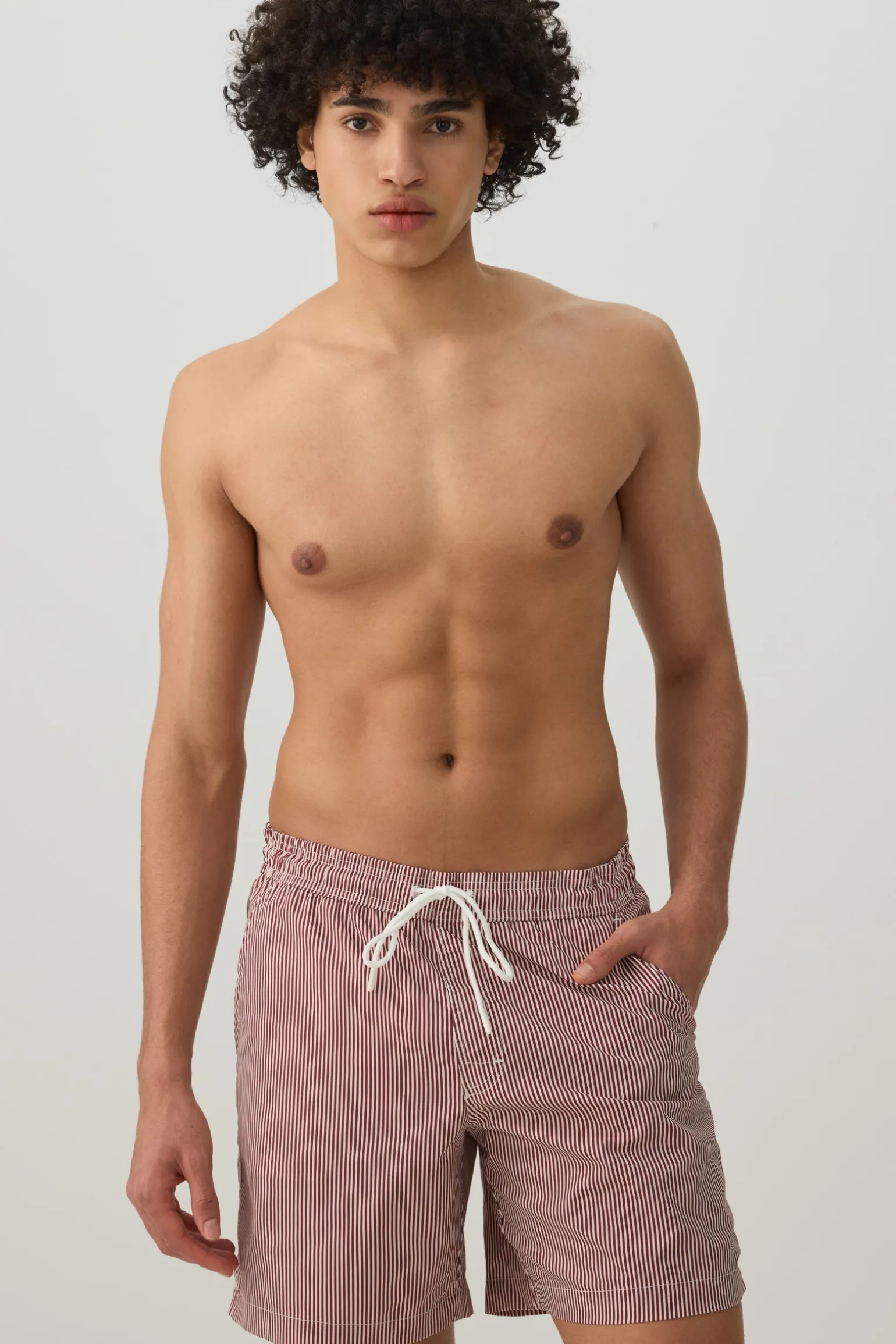 Striped Print Swim Trunks