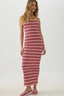 Striped Ribbed Maxi Dress
