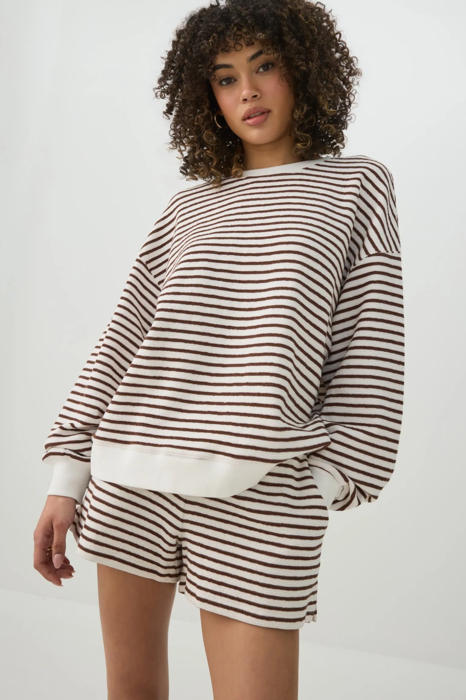 Striped Rib Knit Shorts