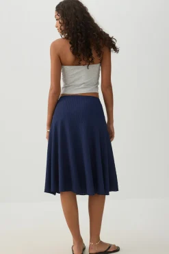 Striped Texture Midi Skirt