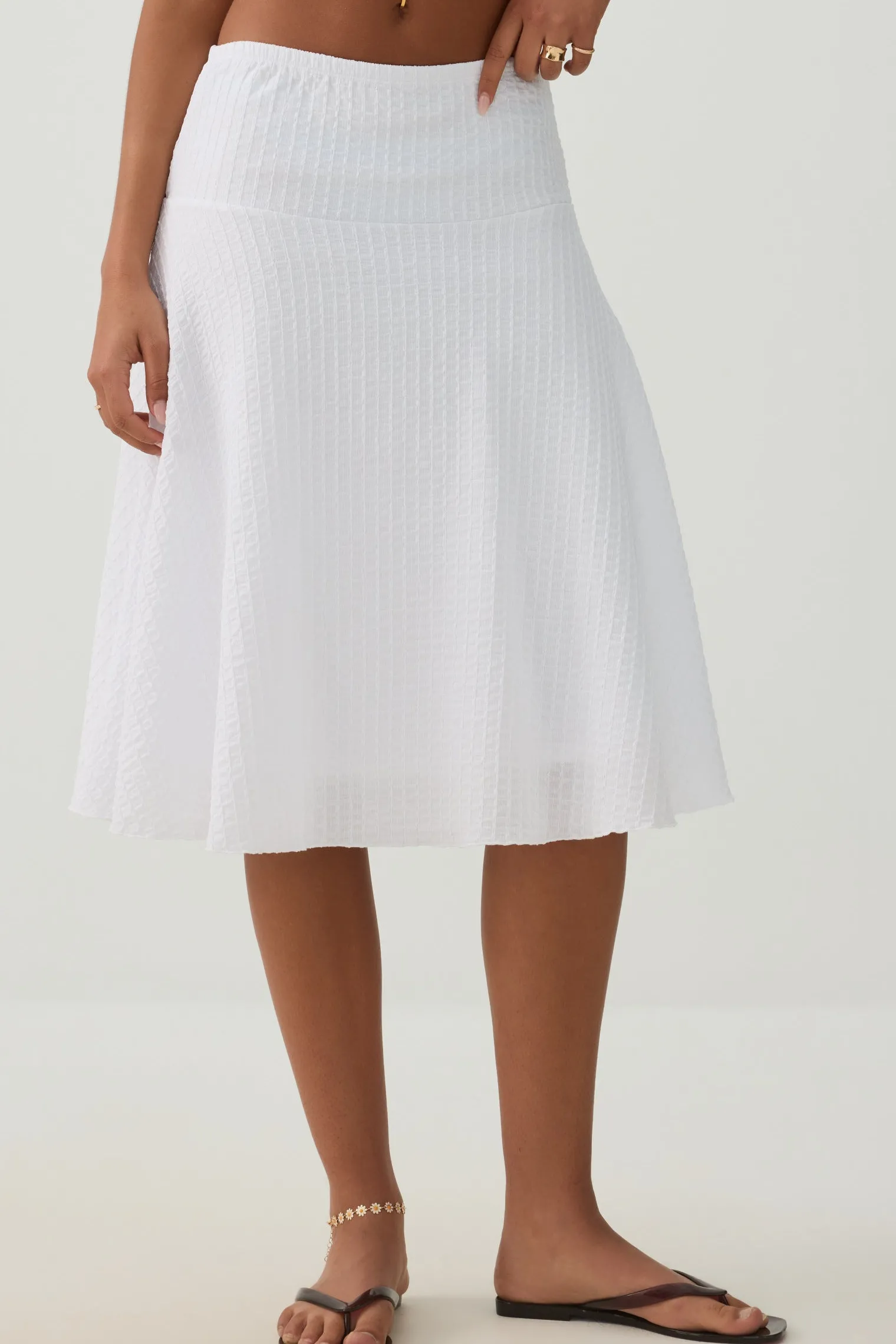 Striped Texture Midi Skirt