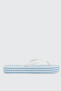 Striped Wedge Flip Flops