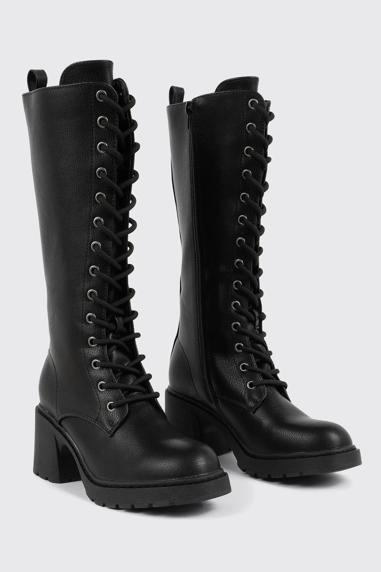 Tall Lace Up Knee High Boots