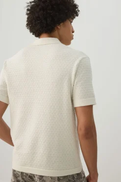 Textured Knit Johnny Collar Top