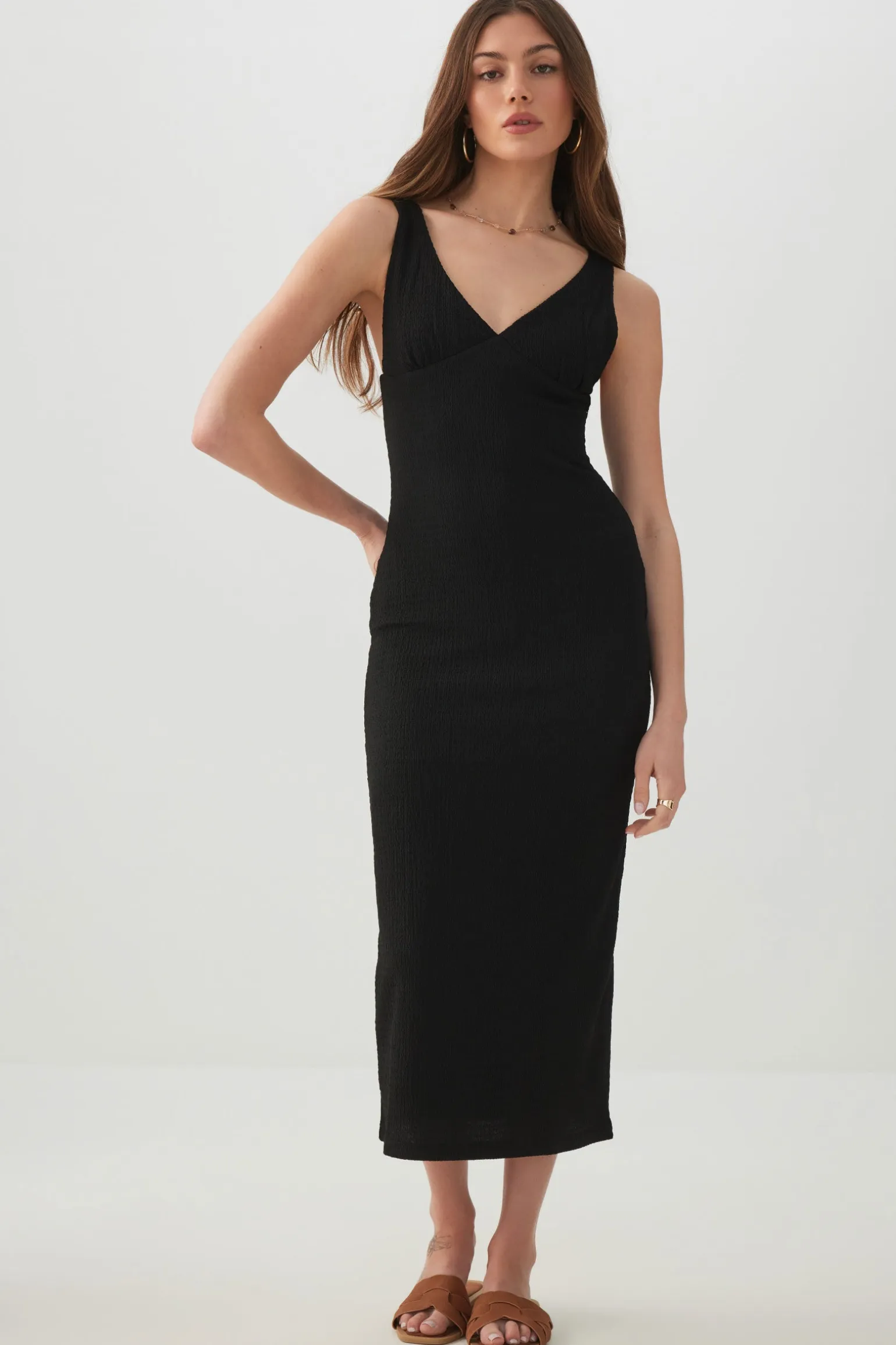 Textured Knit Midi Dress