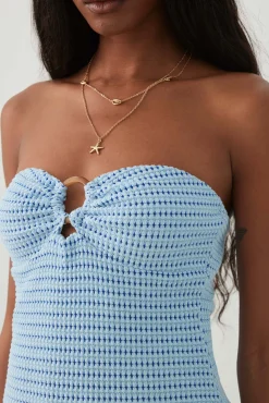 Textured Knit Mini Sweetheart Tube Dress