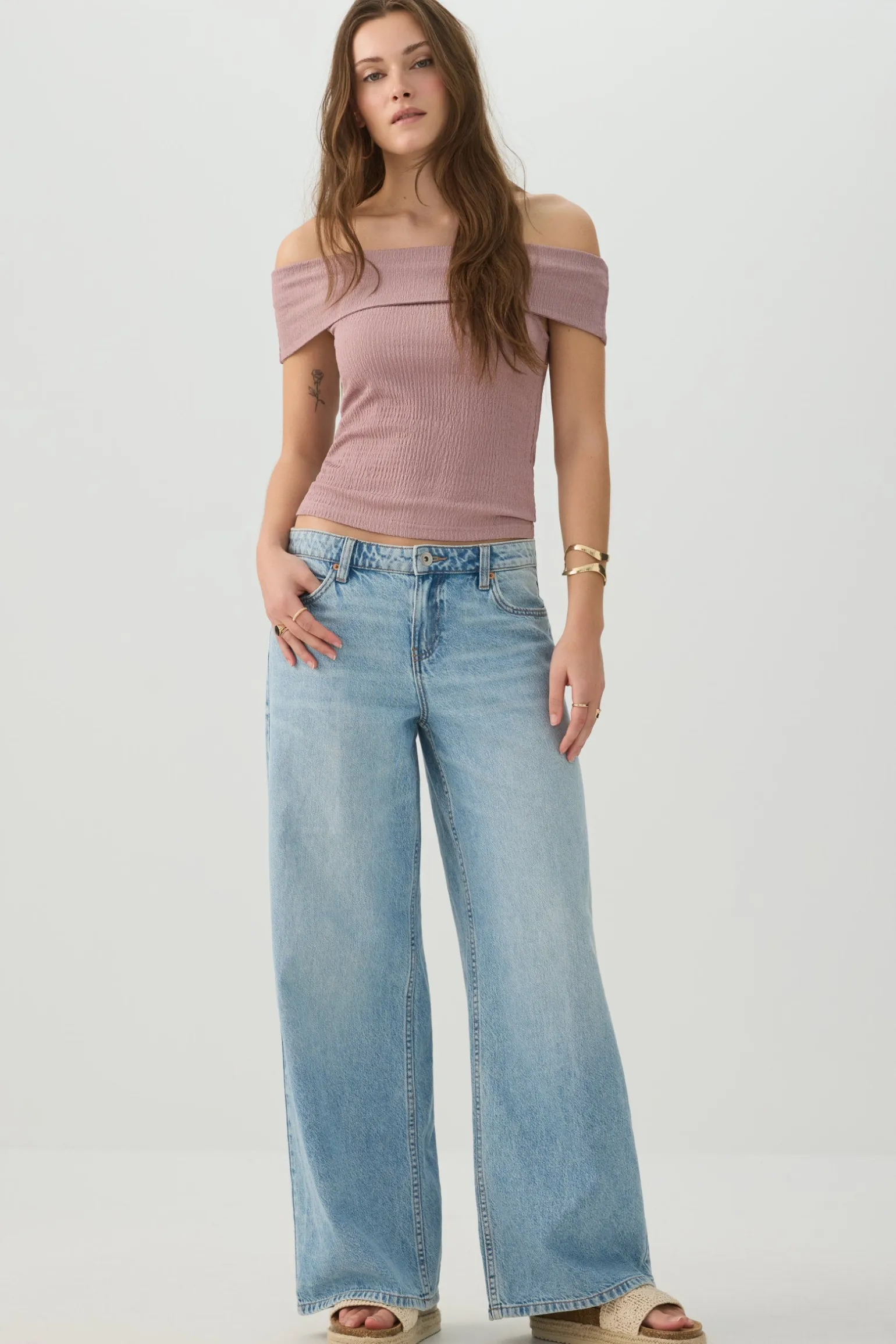 Textured Knit Off Shoulder Crop Top