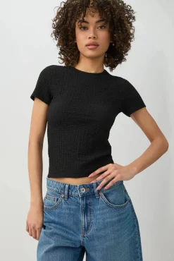Textured Knit Short Sleeve T-Shirt