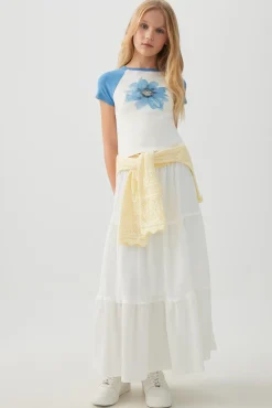 Textured Knit Tiered Maxi Skirt