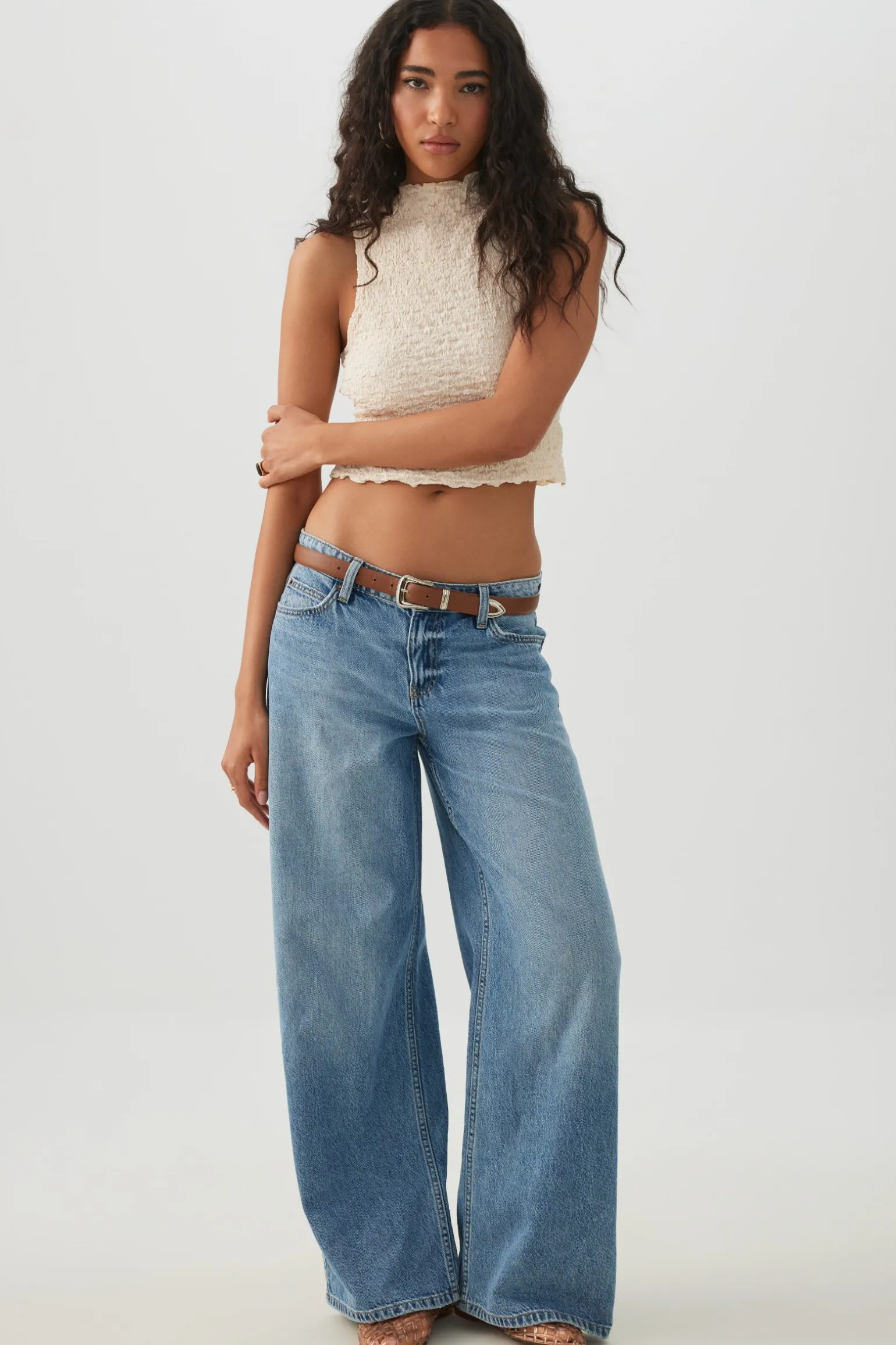 Textured Mock Neck Tank Top