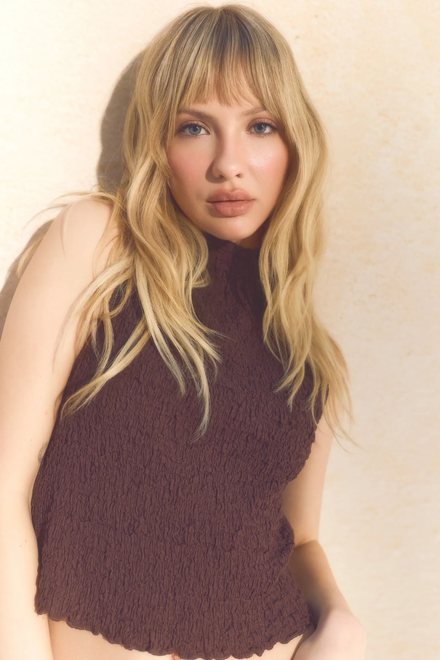 Textured Mock Neck Tank Top