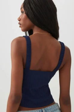 Textured Square Neck Tank Top