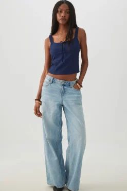 Textured Square Neck Tank Top