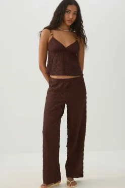 Textured Straight Leg Knit Pants