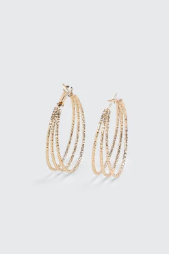 Textured Three-Row Hoop Earrings