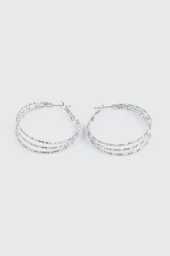 Textured Three-Row Hoop Earrings