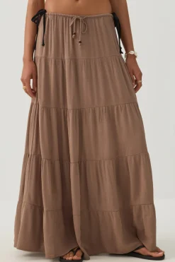 Textured Tiered Maxi Skirt