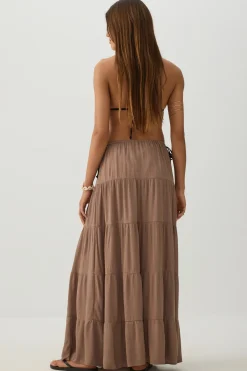Textured Tiered Maxi Skirt