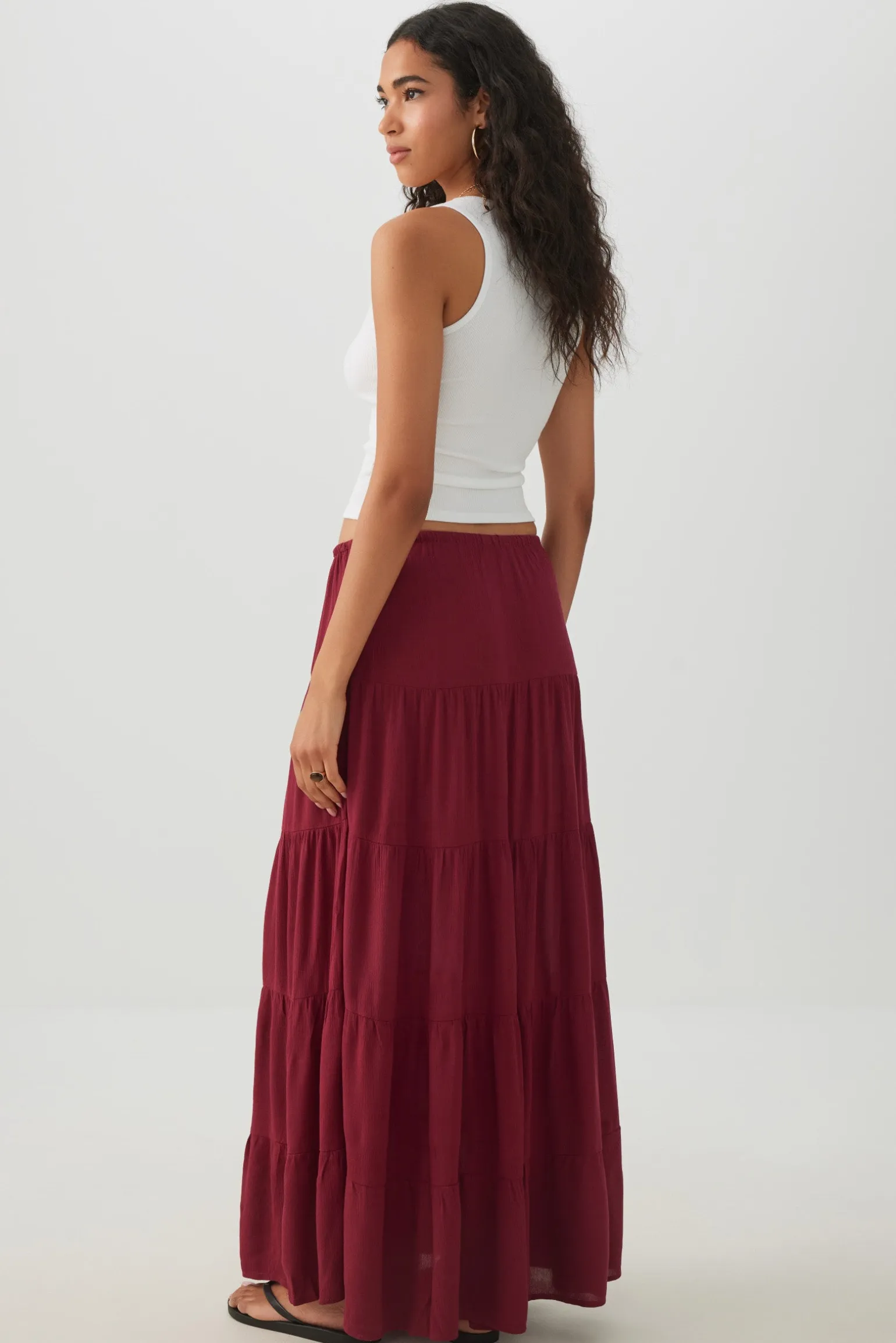 Textured Tiered Maxi Skirt