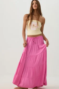 Textured Tiered Maxi Skirt