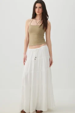 Textured Tiered Maxi Skirt