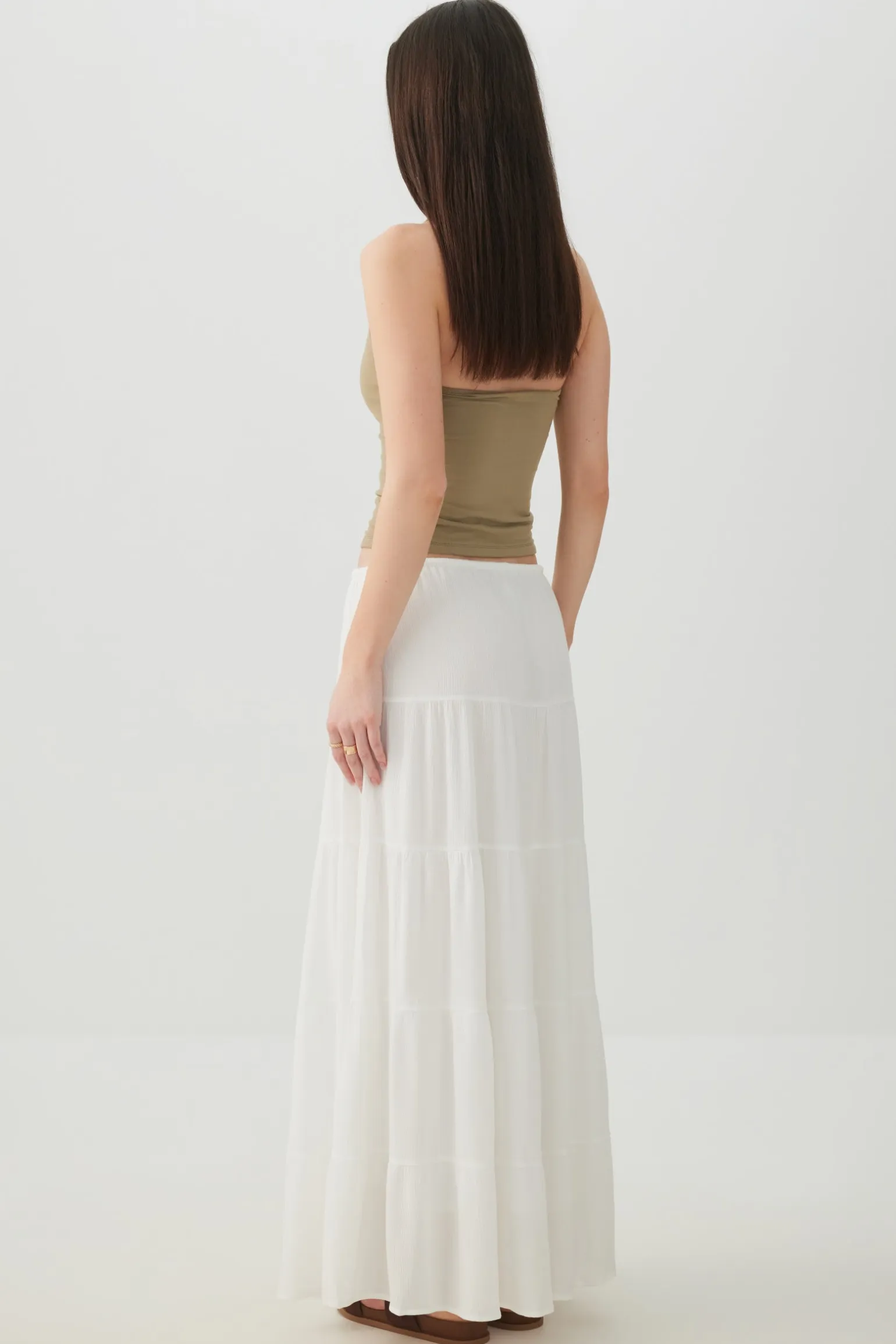Textured Tiered Maxi Skirt