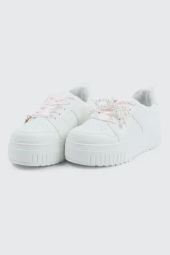 Thick Sole Court Sneakers with Charm