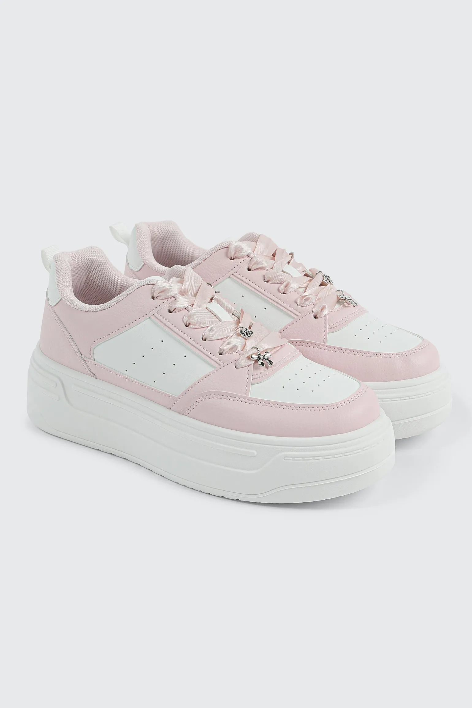 Thick Sole Court Sneakers with Charms