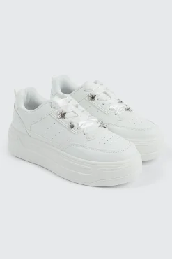 Thick Sole Court Sneakers with Charms