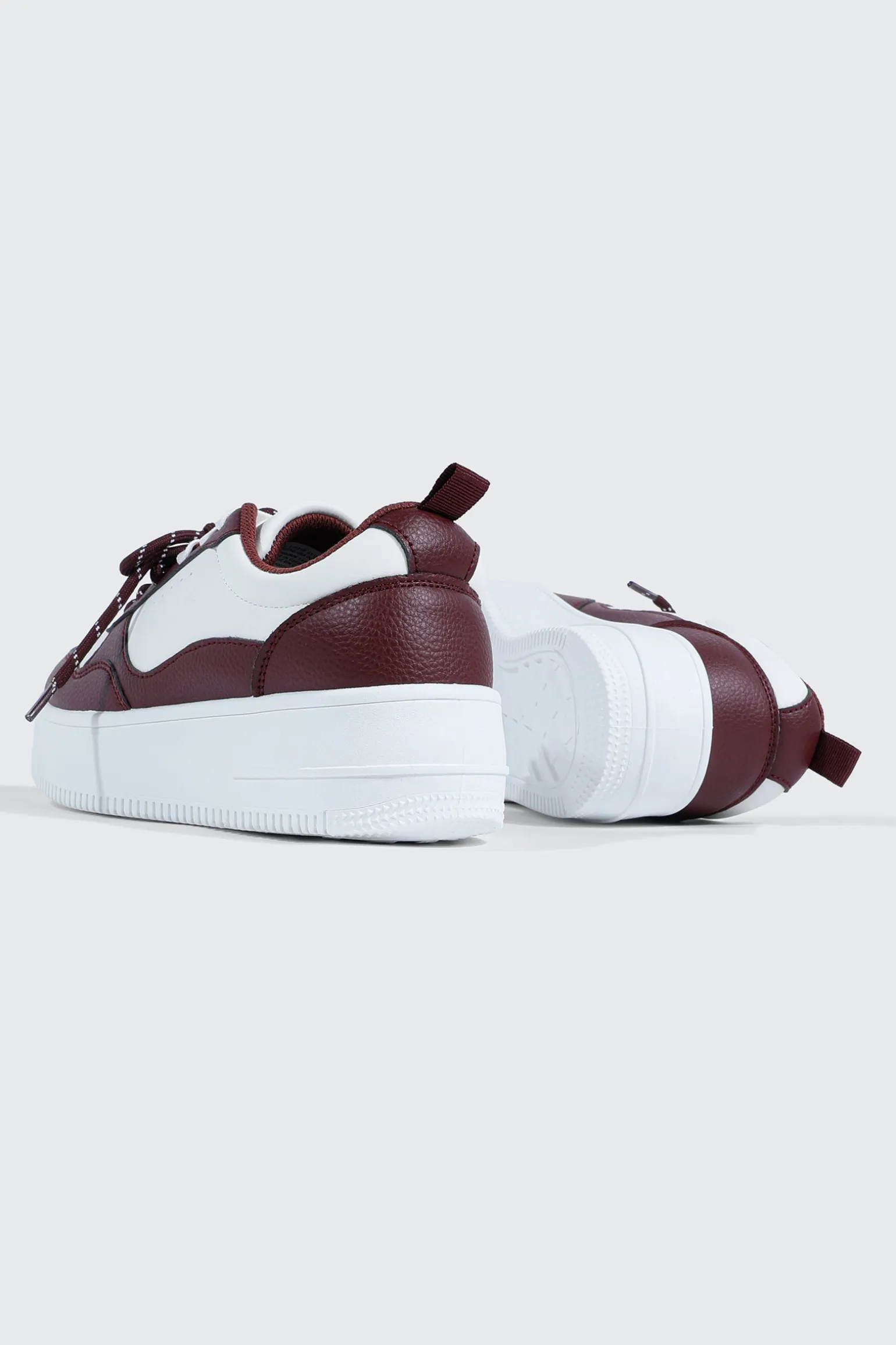 Thick Sole Court Sneakers with Double Lace Detail