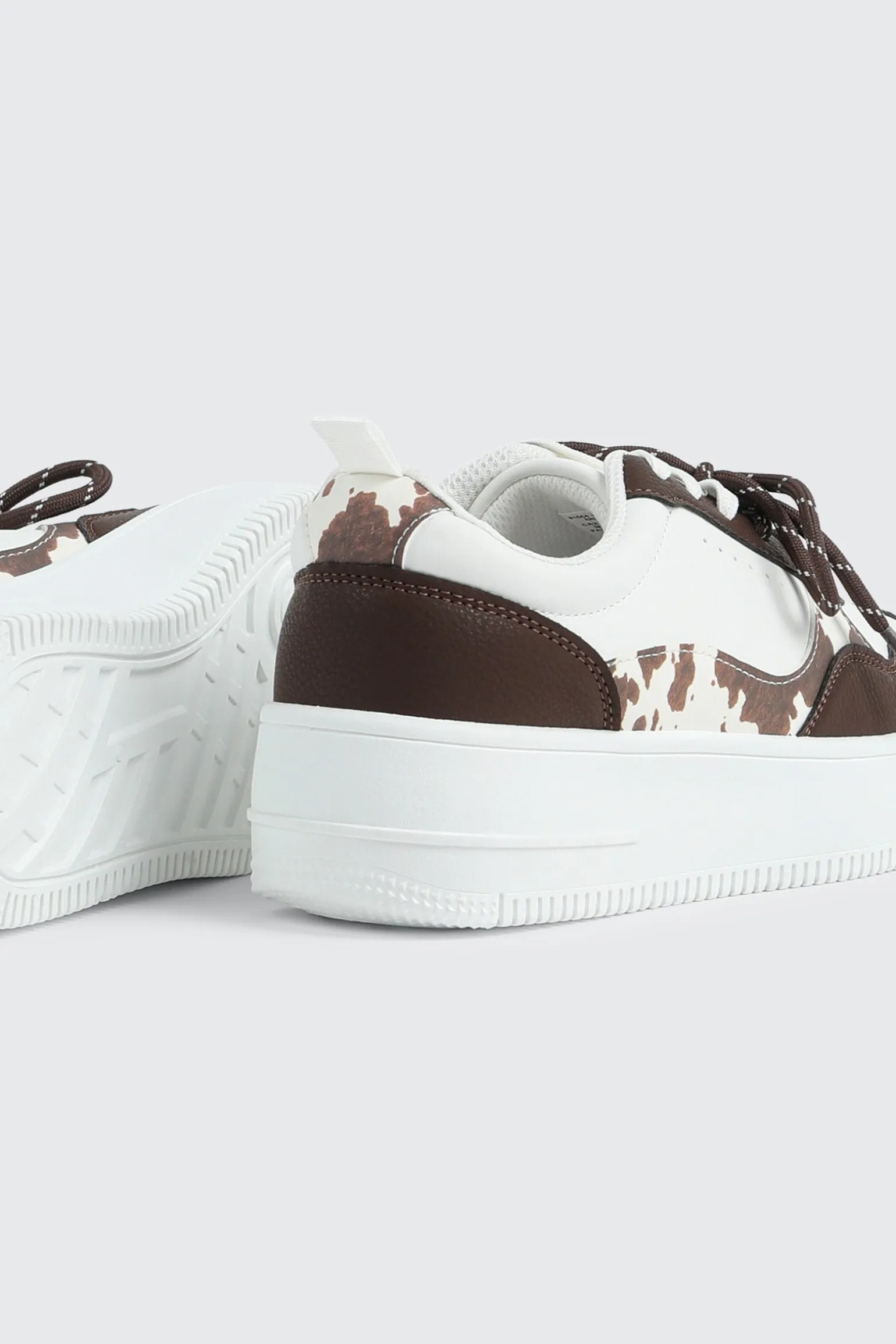 Thick Sole Court Sneakers with Double Lace Detail