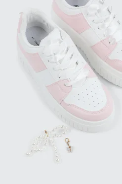 Thick Sole Court Sneakers with Charm