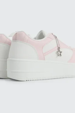 Thick Sole Court Sneakers with Charm