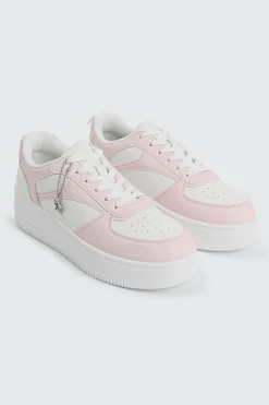 Thick Sole Court Sneakers with Charm