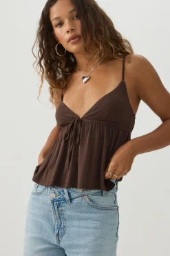 Tie Front Babydoll Tank Top
