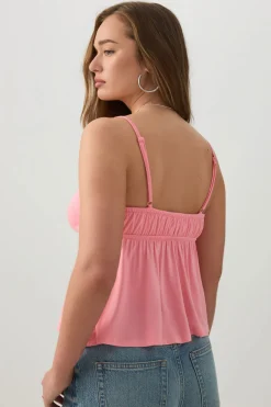 Tie Front Babydoll Tank Top