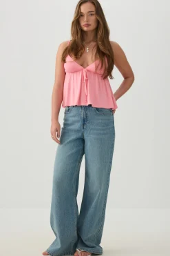Tie Front Babydoll Tank Top