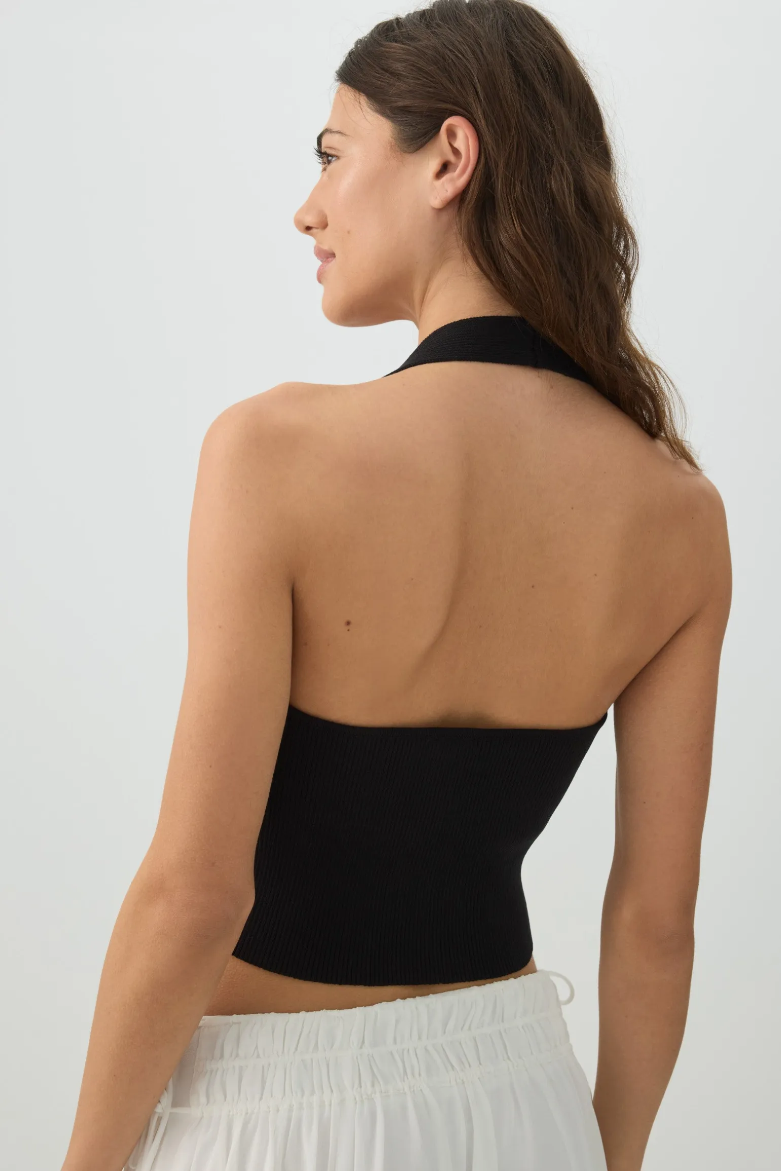 Tie Front Halter Sweater Tank