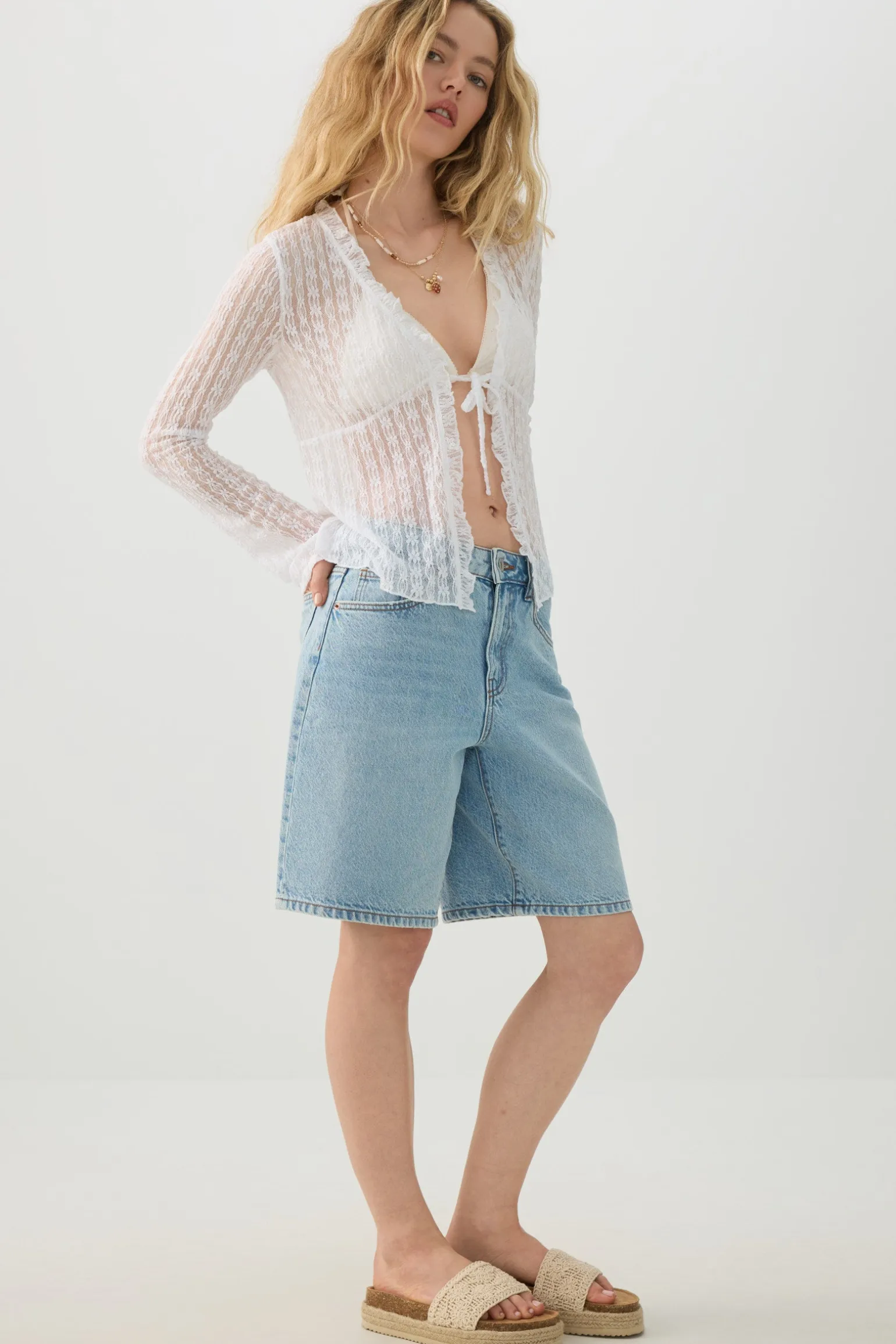 Tie Front Lace Cardigan
