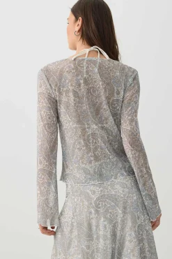 Tie Front Mesh Cardigan