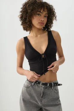 Tie Front Plunge Tank Top