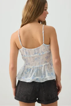 Tie Front Ruffle Tank Top